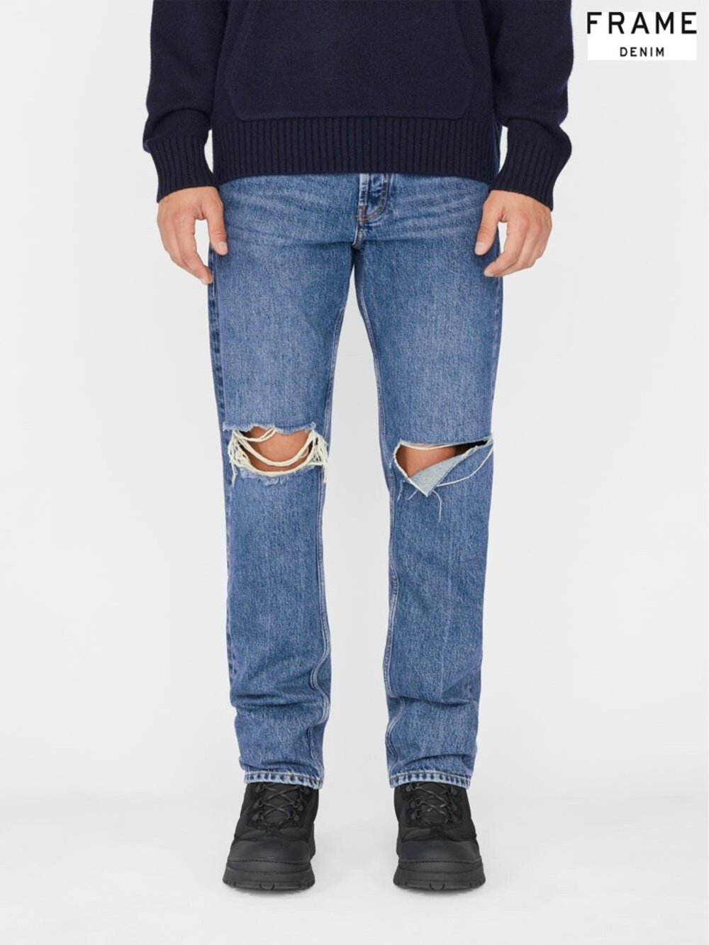 FRAME DENIM NWT THE STRAIGHT LEG ITASKA DESTRUCT JEANS. SIZE 34X32